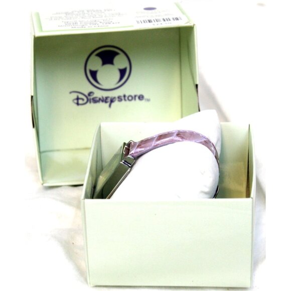 Disney Store Tinkerbell Watch Purple pearlescent Leather Band Square Face - Picture 6 of 9